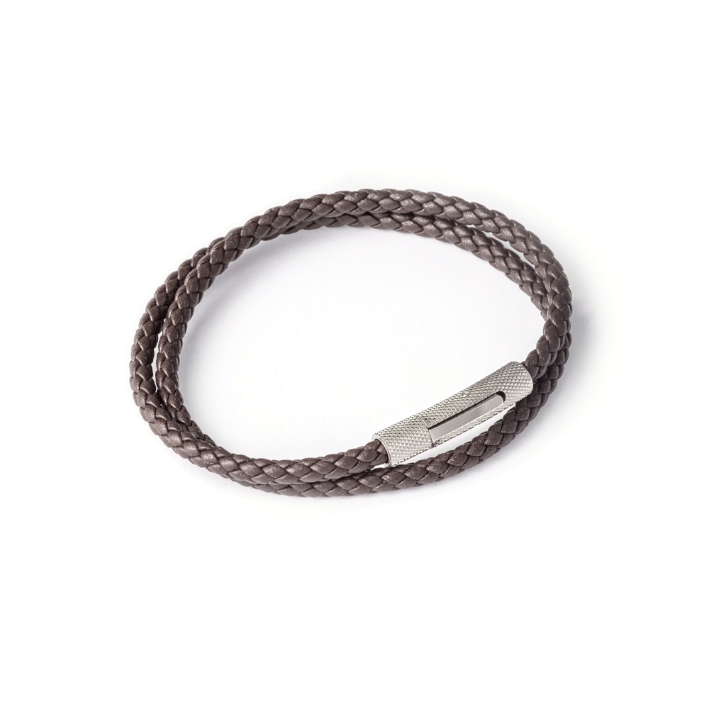 FOCALOOK Bracciale Uomo e Donna in Pelle e Caucciù Nero Impermeabile 5 mm, Chiusura Acciaio Inossidabile Regalo